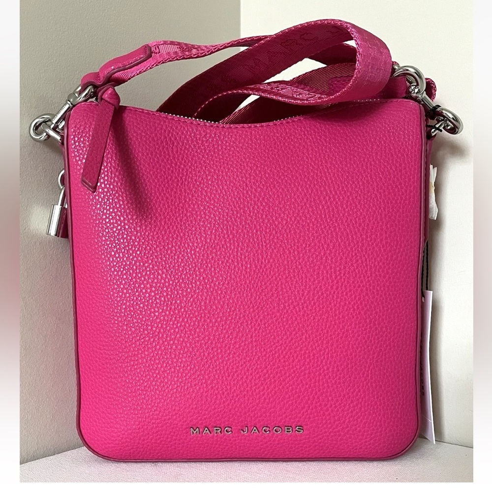 New Marc Jacobs Drifter Swing Pack Crossbody Leather Bag Hot Pink